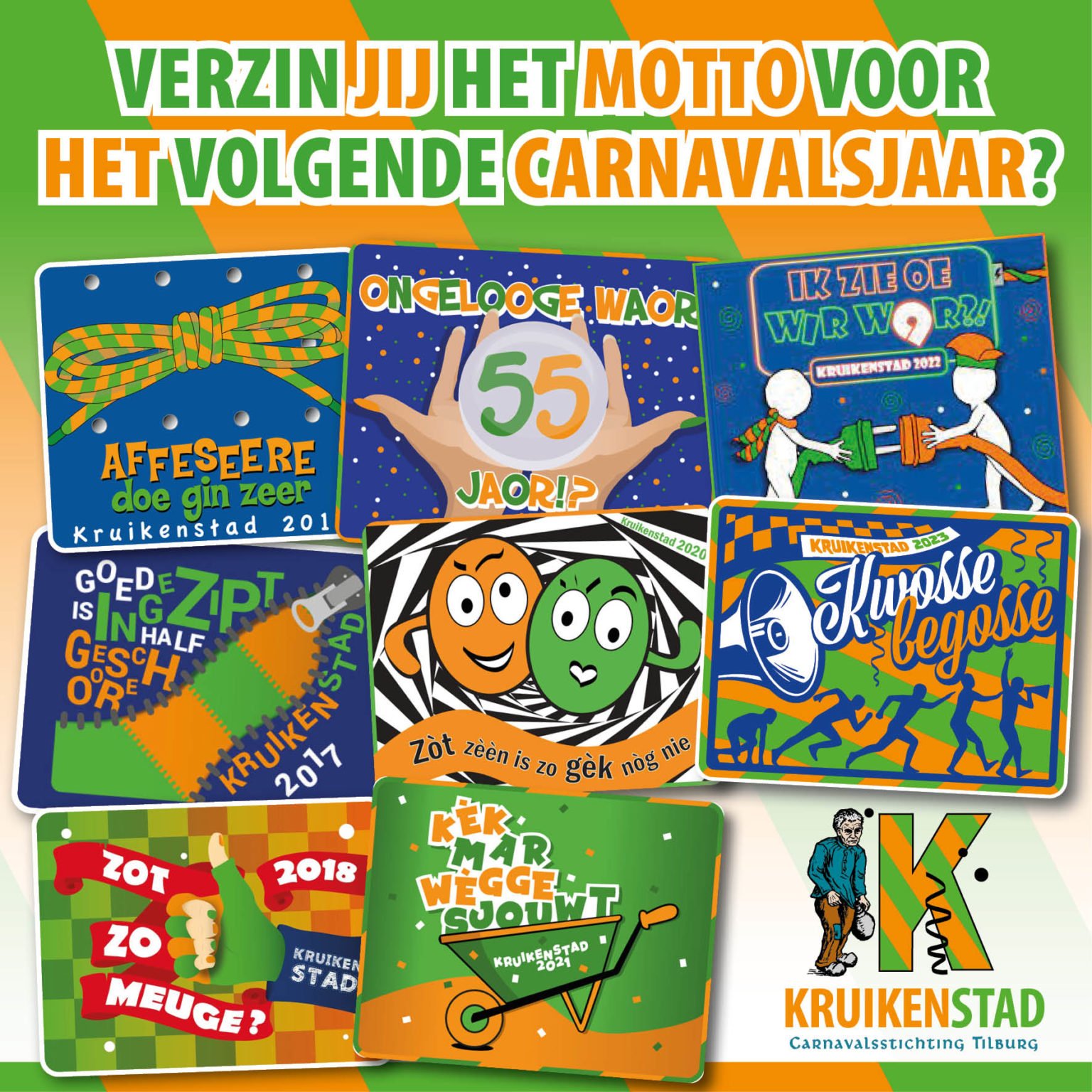 Doe mee Bedenk jij het motto van Carnaval in Kruikenstad 2026? Kruikenstad